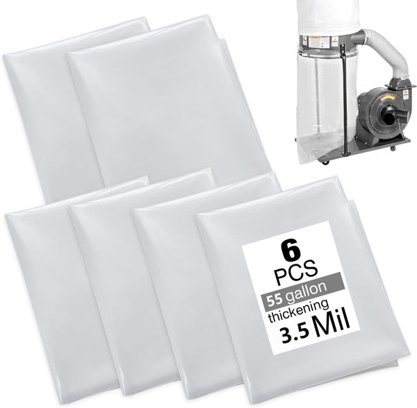 PBTEK 6-piece pack of massive 55-gallon dust collector bags