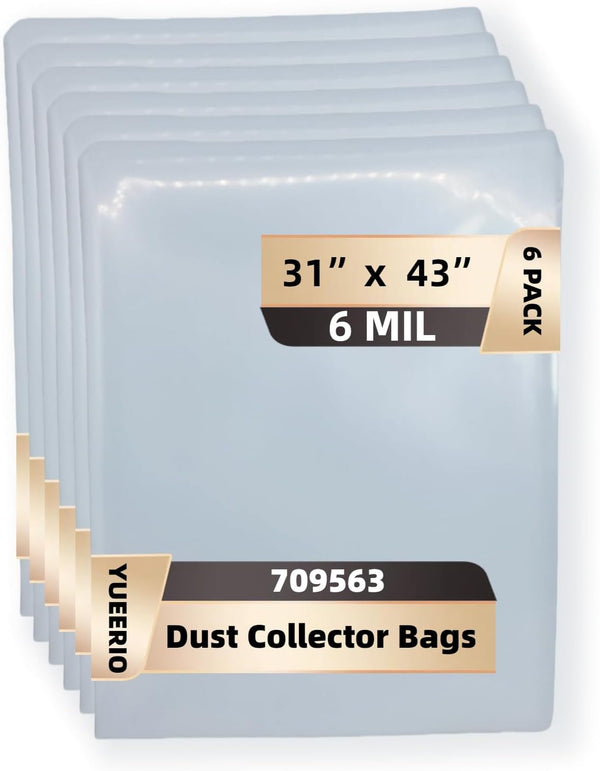 PBTEK upgraded 6-pack of heavy-duty clear dust collector replacement bags