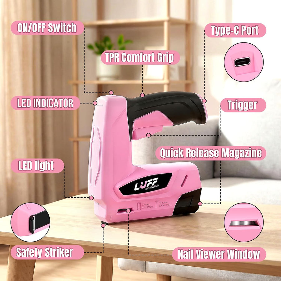 PBTEK versatile pink electric staple gun
